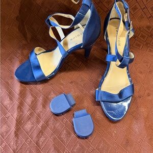 Pashion Footwear Royal Blue Satin Strappy Heels